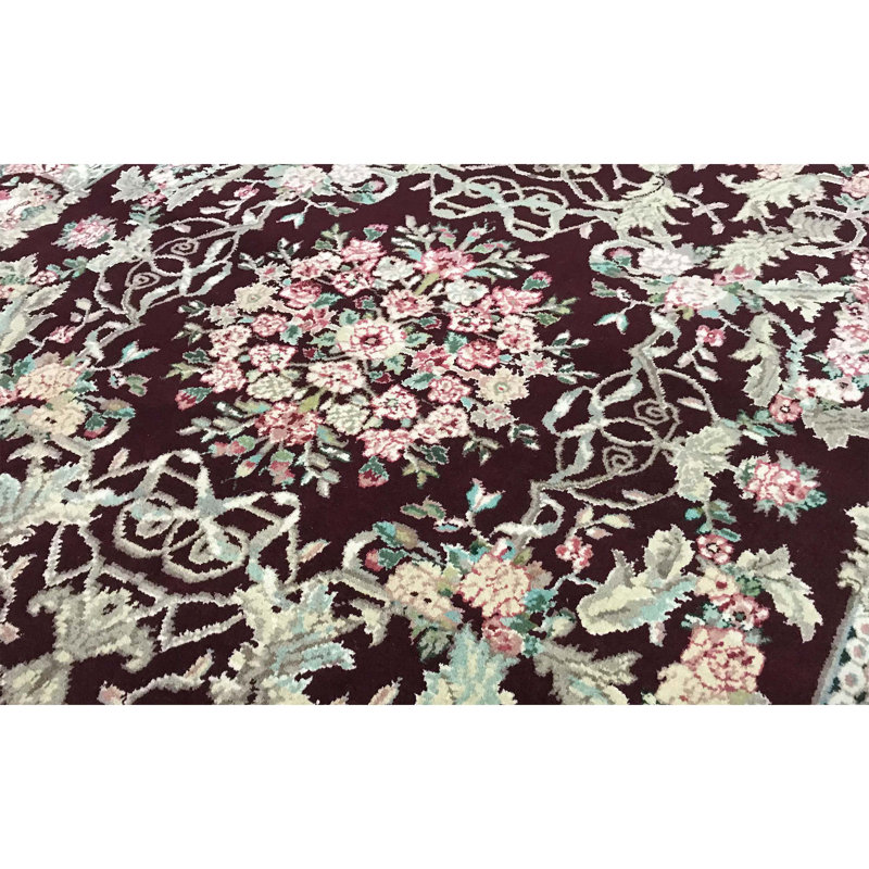 Hand-Knotted High-Quality Wine and Cream Area Rug