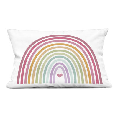 Rainbow Love & Heart Decorative Printed Throw Pillow, design by Susan Ball, 14 x 7 x 20