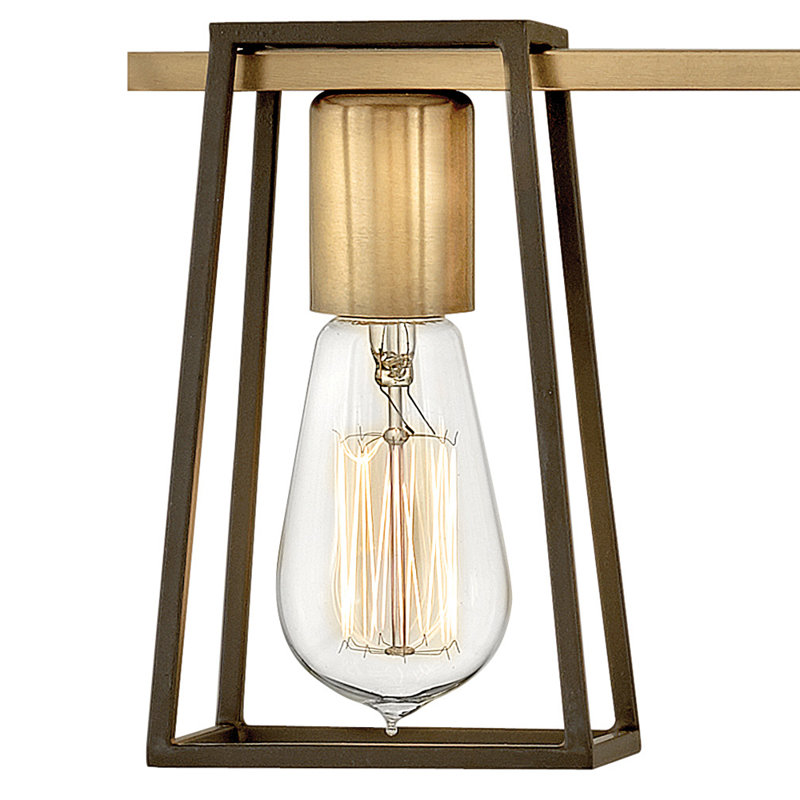 3-Light Open Cage Bath Vanity Fixture, Oil Rubbed Bronze/Heritage Brass