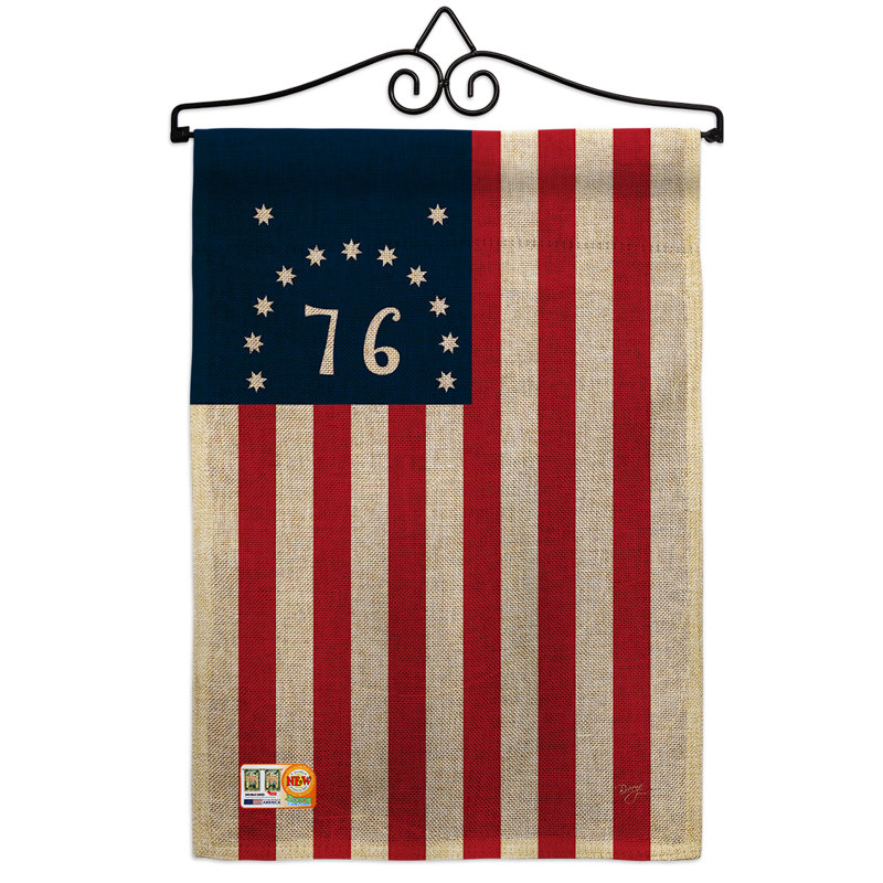 Bennington 2 côtés en toile jute 19 x 13 po drapeau de jardin