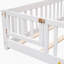 Lit plateforme double pleine grandeur avec clôture et porte, blanc-935006219