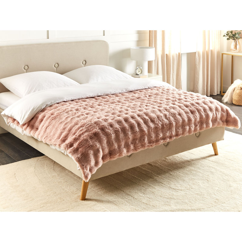 SALKA Polyester Striped Bedspread, Pink