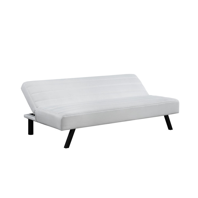 Serta Nova Scotia 66.1" Metal Leg Convertible Sofa, Horizontal Channel Tufting, Easy Assembly, White Polyester