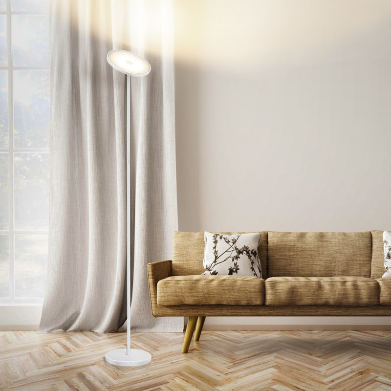 Jernell  LED Dimmable Torchiere Floor Lamp with Remote Control, White