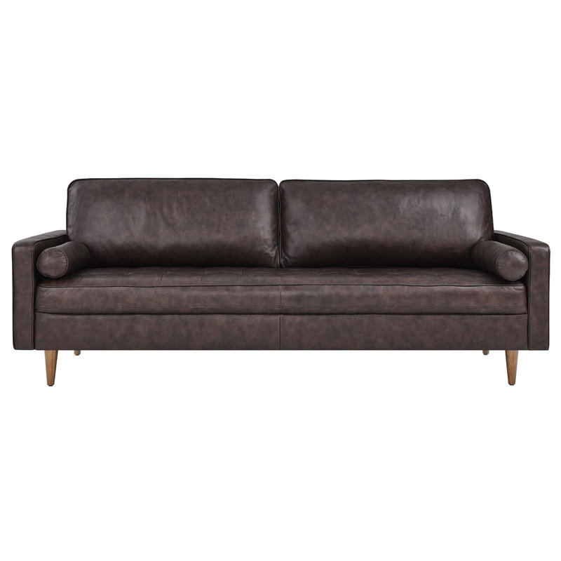 Modway Valour 88" Leather Sofa, Brown Faux Leather