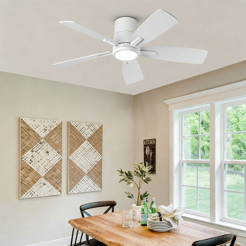 Leighton 42" W Ceiling Fan with Light Kit, White with Oak/White Blades