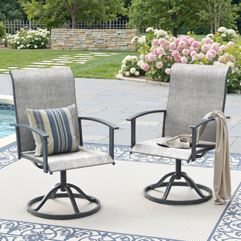 Chaise de salle à manger d'extérieur pivotante à 360 ° PVC-coated polyester, Gris