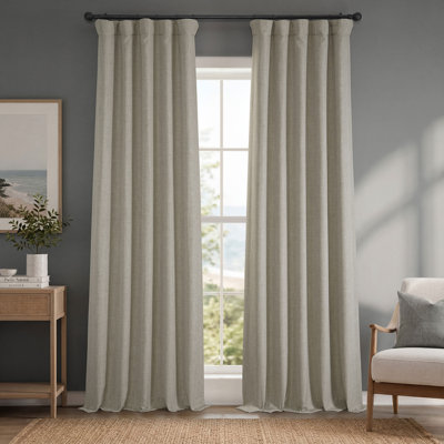 Ottis Faux Linen Room Darkening Curtain Panel
