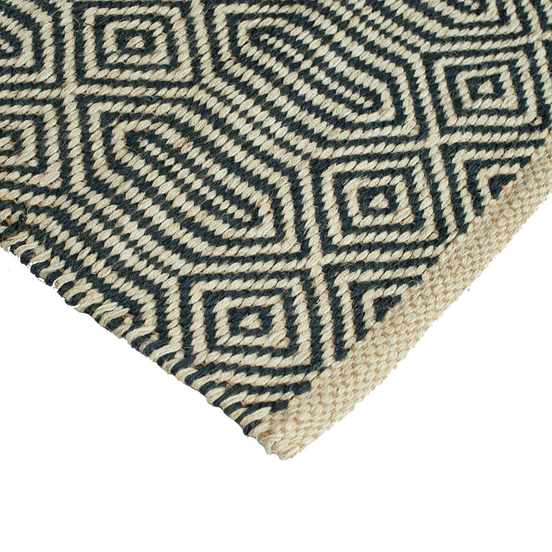 Tapis vert en jute / sisal à motif géométrique tissé à plat Simpson, Rectangle 5 pi x 8 pi
