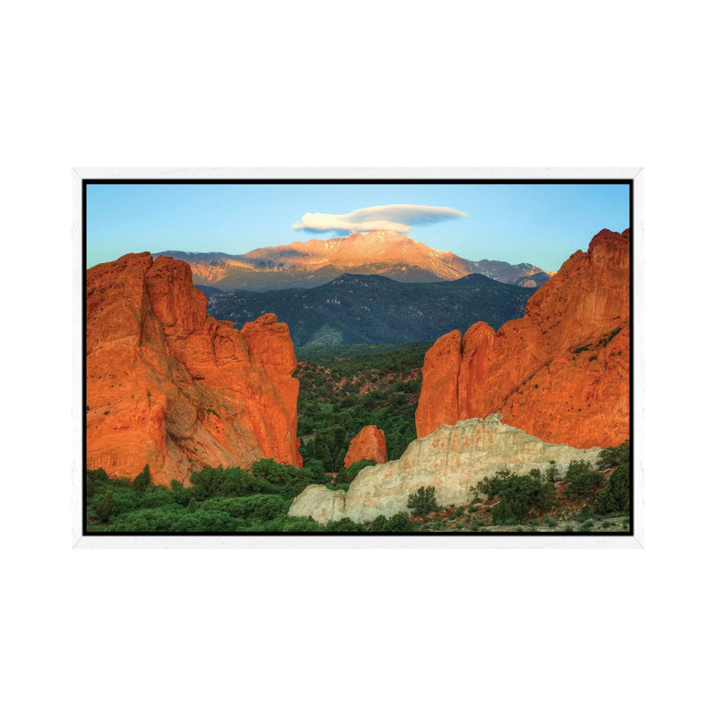 Taking Flight Over Pikes Peak by Bill Sherrell - Print on Canvas, White Framed, 66.04 cm H x 45.72 cm W