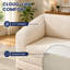 Canapé-lit convertible 2 en 1 beige 130 cm (51 po), pliable en trois, en velours côtelé avec dossier épais et poignée de transport, idéal pour le salon et la chambre d'amis.-1374674066-1374674068