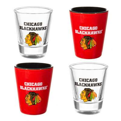 Chicago Blackhawks Ceramic and Glass 2oz. Shot/Shooter 4 - Piece in Gift Box