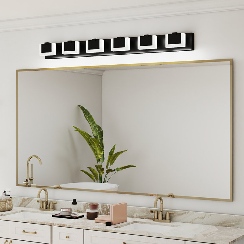 Éclairage pour meuble-lavabo moderne à 6 lumières DEL noir mat en acrylique