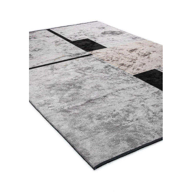 Tapis abstrait à panneaux abstraits, Rectangle 6 pi 7 po x 8 pi 3 po