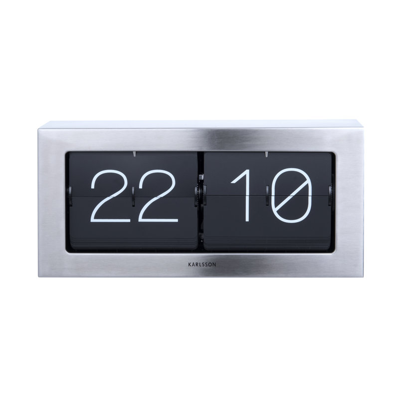 Digital Bamboo Manufactured Wood Electric Tabletop Clock, 11cm H x 21cm W x 8.5cm D, Brushed Steel