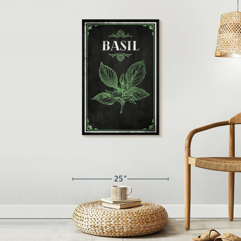 Basilic frais sur toile, H 30 po x l 20 po x P 1,25 po