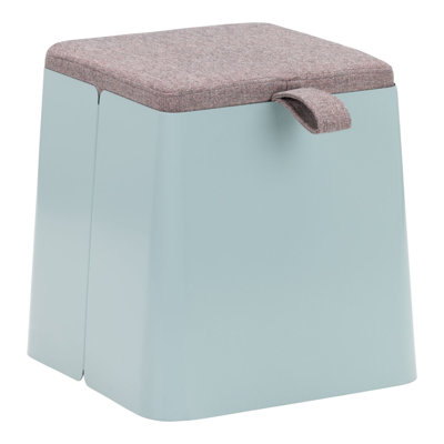Tabouret de rangement mobile avec roulettes, structure en acier et compartiment de rangement caché