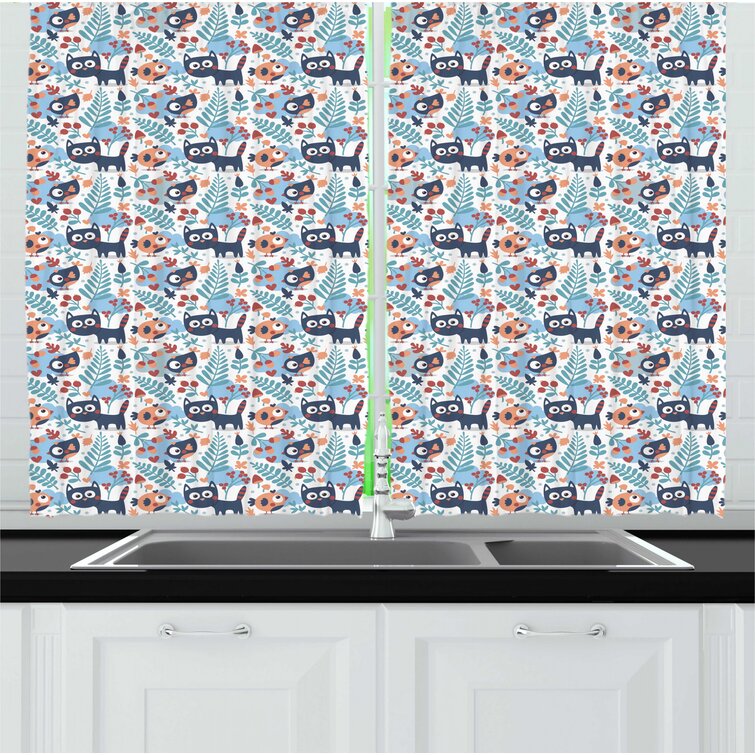 Bless International Ruffled 55'' W Kitchen Curtain In 