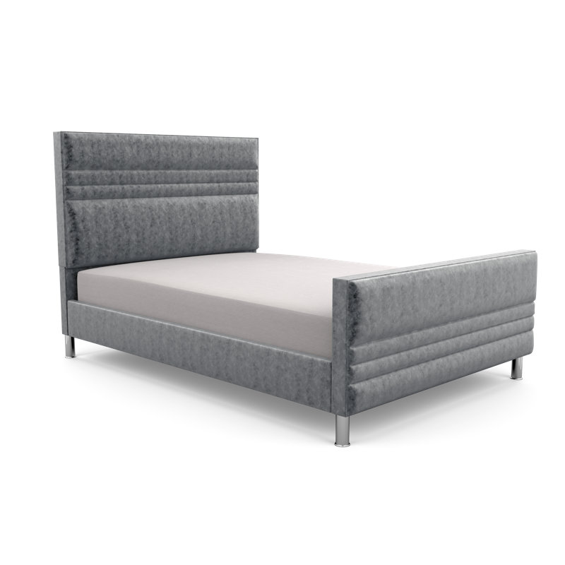 Upholstered Bed, Small Single (2'6), Crushed Velvet, Silver