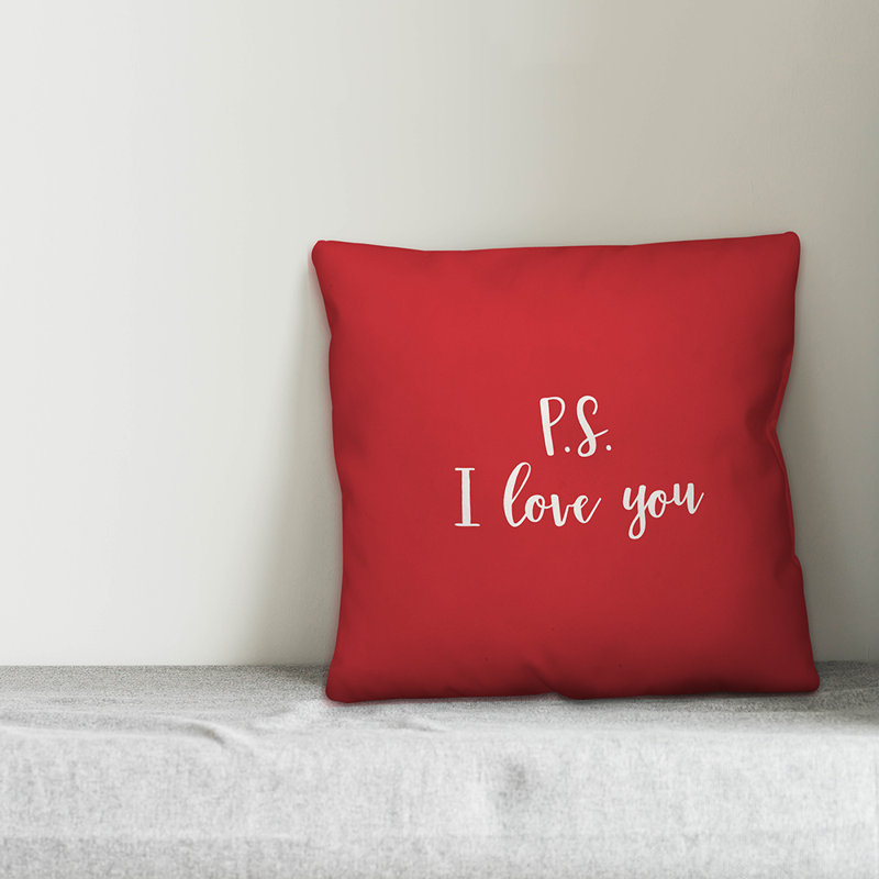  P.S. Coussin décoratif I Love You, Rouge / Blanc, Housse de coussin