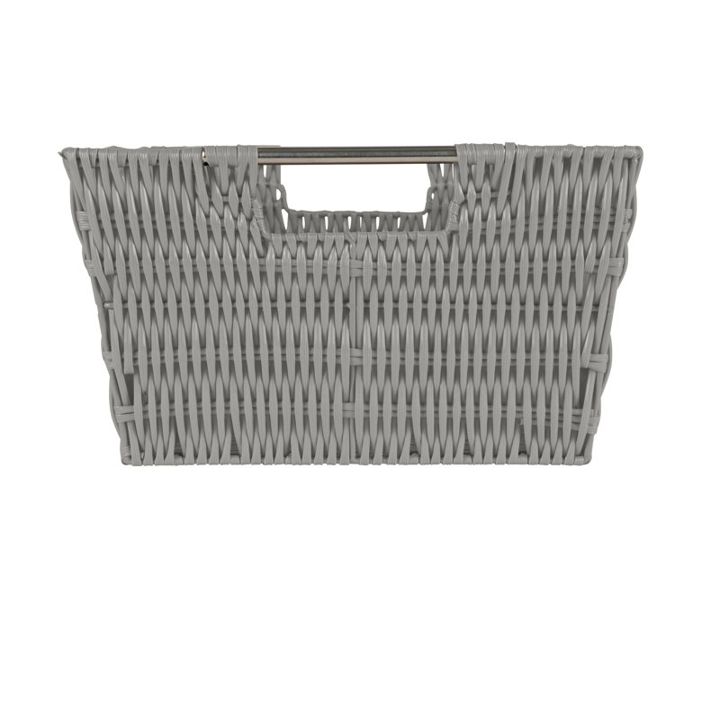 Coastal Charm Rattan Storage Tote Set with Stainless Steel Handles