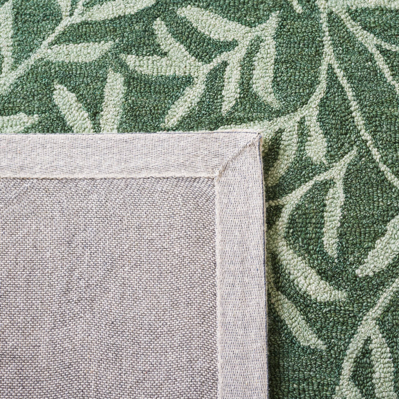 Jalayiah Hand Tufted Wool/Cotton Floral Rug in Green, Rectangle 4' x 6'