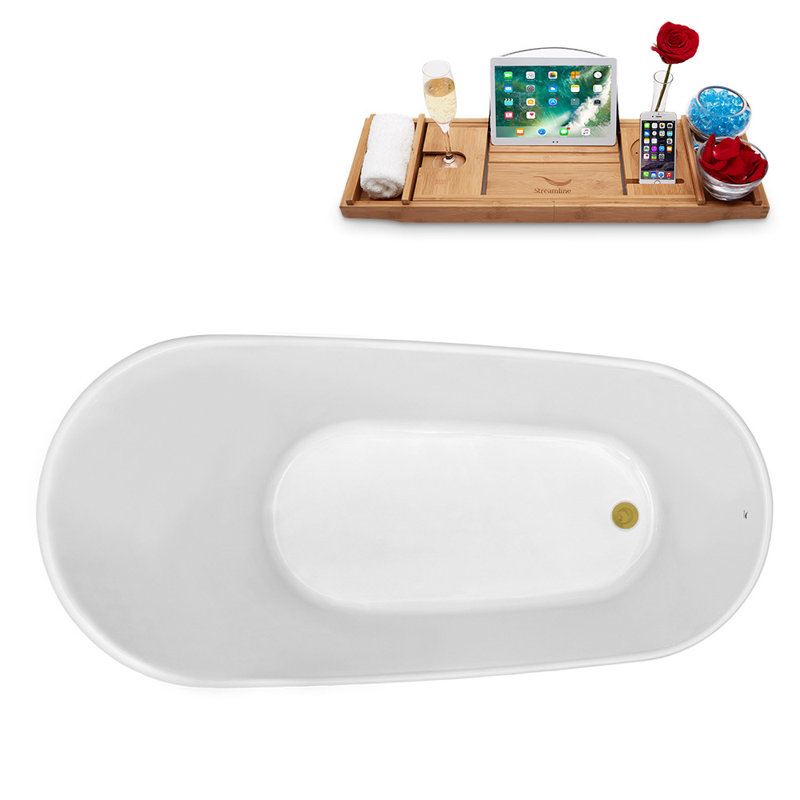 1399.5mm x 680.7mm Soaking Acrylic Bathtub, Brushed Gold