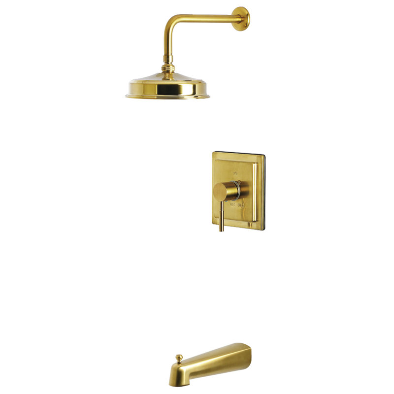 Kingston Brass Concord Single-Handle Pressure Balanced Tub And Shower Faucet, Brushed Brass
