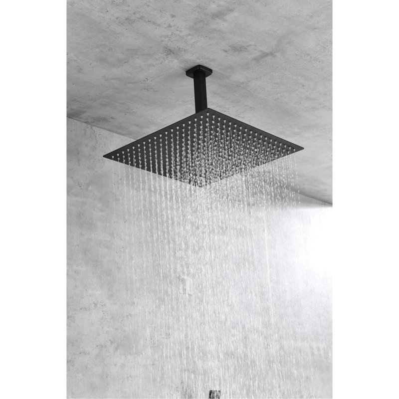 Douche de pluie carrée 16 pouces en acier inoxydable 304 - Tête noire mat, Noir mat