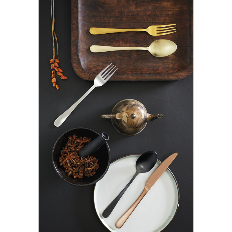 Winston Porter Boru Stainless Steel Flatware Set - Service for 4, Champagne