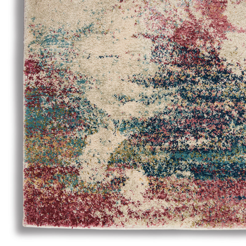 Tapis crème / rouge / bleu Dreya, Rectangle 5 pi 3 po x 7 pi 3 po