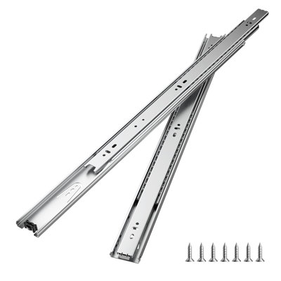 Coulisses de tiroir, 61 cm (24 po), 10 paires, à extension complète, à roulement à billes, pour meubles, capacité de charge de 45 kg (100 lb), robustes, à fixation latérale, pour le remplacement de glissières de tiroir de cuisine à faire soi-même