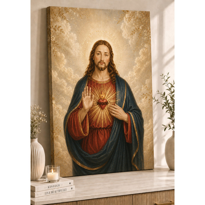 Grande œuvre d'art murale 24 po x 36 po, foi sacrée, décoration murale religieuse