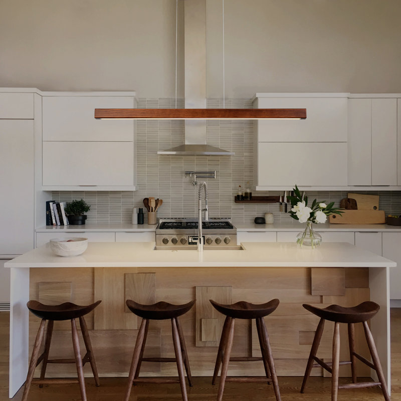 Rolde 1 - Light LED Linear Kitchen Island Chandelier, Walnut