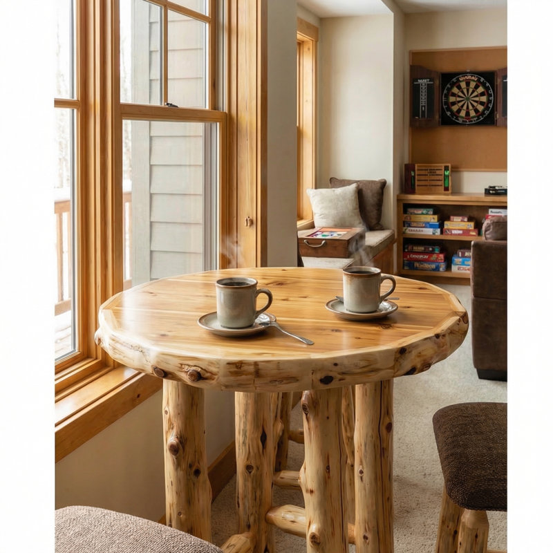 Table bistro ronde en cèdre Fireside Lodge - 40 po - Naturel - Standard, Standard / 40 po