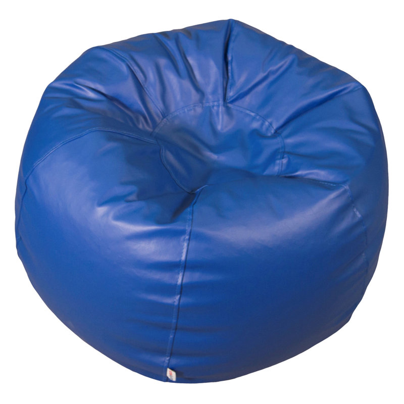 Fauteuil à billes classique en similicuir, Similicuir vinyle bleu