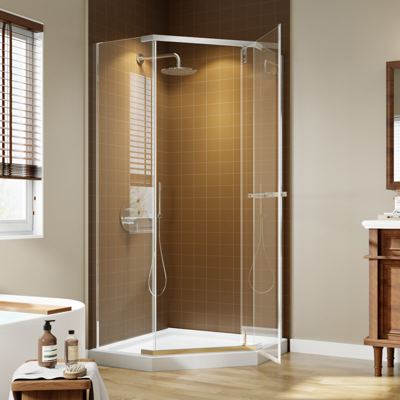 Corner Shower Enclosure 36 In. W X 72 In. H Frameless Neo-Angle Shower Enclosure, 1/4" (6Mm) Clear SGCC Tempered Glass, Pivot Shower Door,Shower Base Not Included