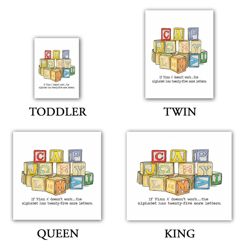 Ensemble de housse de couette jouets alphabet blocks, 1 housse simple + 1 taie standard