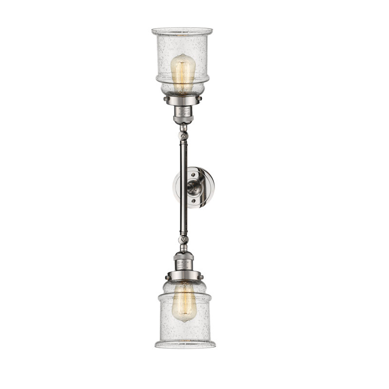 Galaviz 2 - Light Dimmable Vanity Light, Polished Nickel, Seedy, 6 Watt Vinage LED Bulb