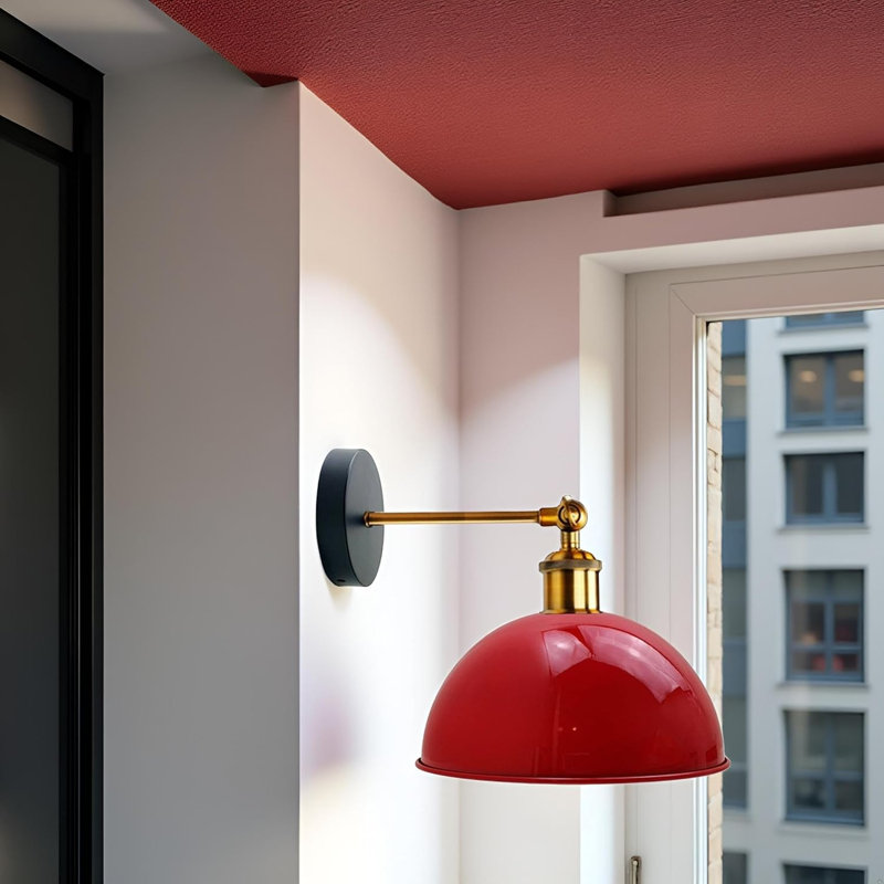 Vintage Industrial Wall Sconce with Adjustable Dome Shade and Swivel Arm, Hardwired Retro Wall Lamp for Bedroom, Living Room, Kitchen, Cafe, Bar and Hallway Lighting
