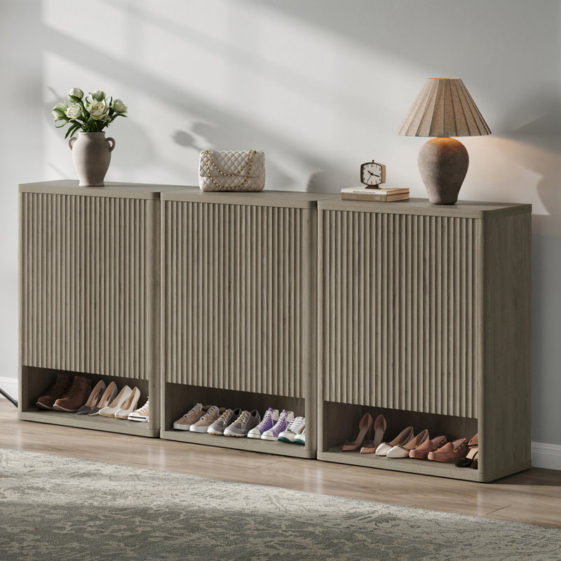 Cesiro 24-Pair Shoe Storage Cabinet, Gray Alder, Individual