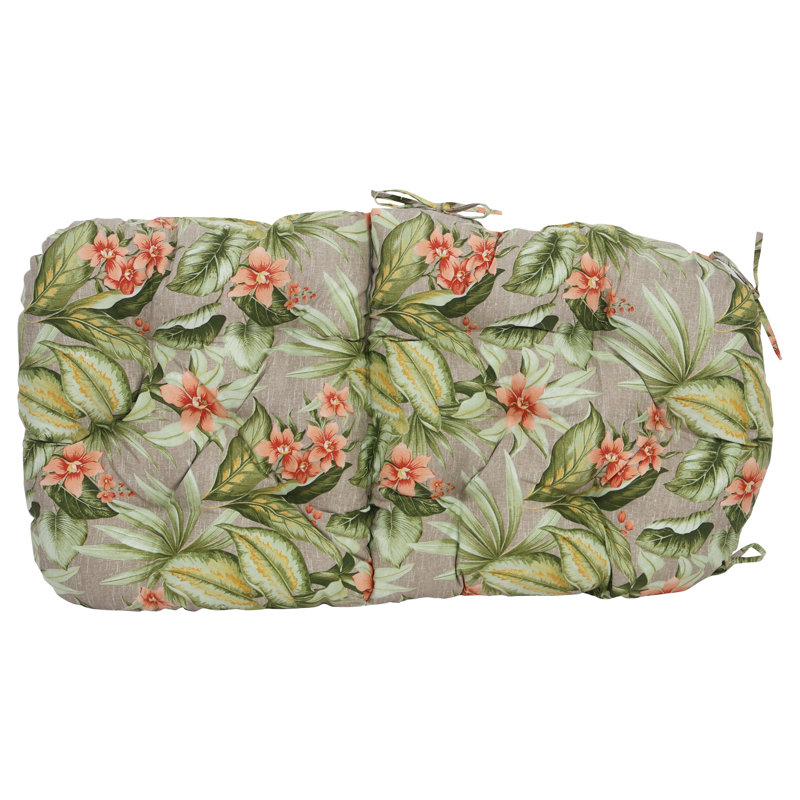 48-Inch By 24-Inch Outdoor Rounded Seat/Back Rocker Cushion, Tan/Pink/Tahiti Sunrise Floral