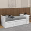 Lit plateforme simple en bois avec bureau et tablette de rangement-1408849612