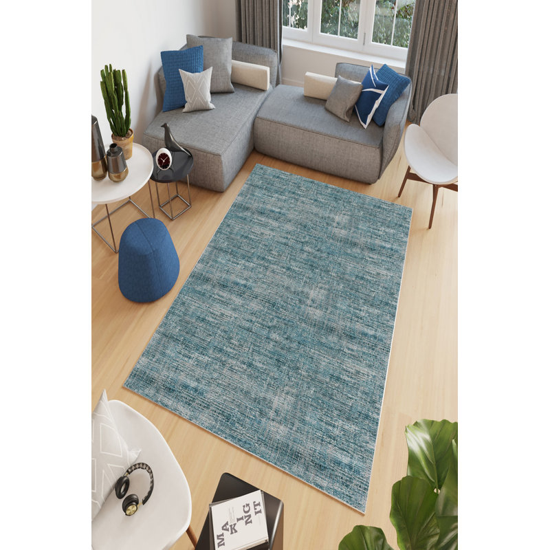 Eco-Friendly Hall Carpet, 100% Polyester, 31.5 x 59.1 inches | Antibacterial, Non-Slip PVC Dot Underside, 0.16 in Pile Height | Machine Washable, Digital Printed Blue Design | Perfect for Living Room & Entryway Decor