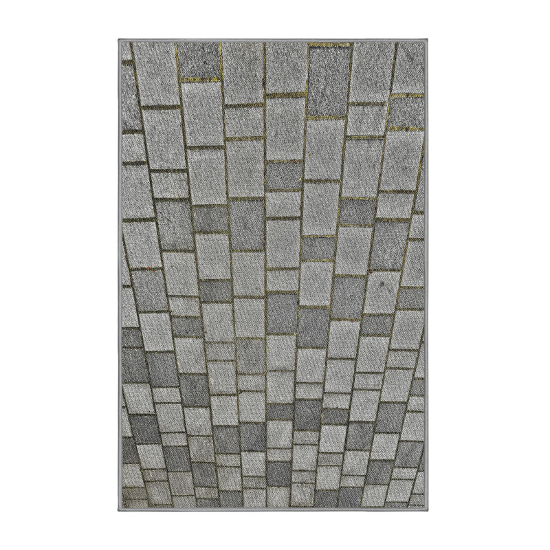 Tapis gris tissé à la machine, Rectangle 8 pi x 10 pi