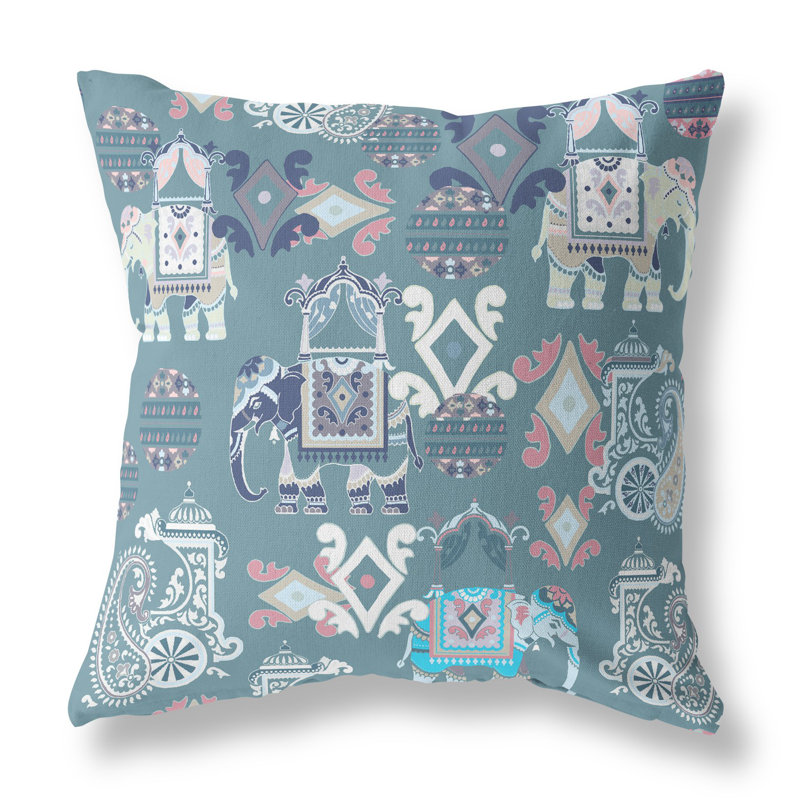 Coussin 18 po x 18 po Broadcloth, Floral gris / blanc