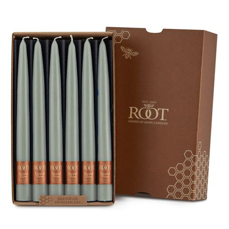 Ensemble de 12 chandelles coniques non parfumées 12 pièces, H 9 po x l 0,88 po x P 0,88 po, Vert sauge
