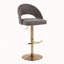 Ensemble de 2 tabourets de bar réglables pivotants, structure en métal doré avec tissu gris foncé et repose-pieds en T-8445264-8445267