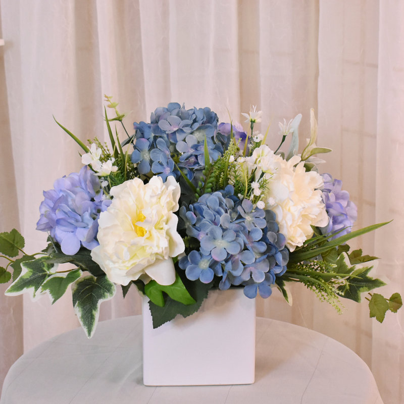 Blue and White Hydrangea Floral Arrangement