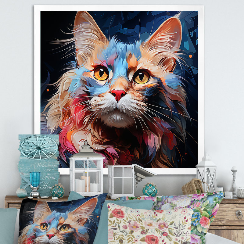 Singapour Spark Cat I - chat, reproduction d'art mural, Cadre simple blanc, H 24 po x l 24 po x P 1 po